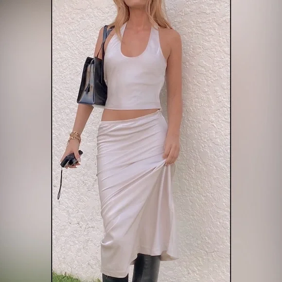 Lioness low rise maxi skirt and matching halter top in small color dark olive - Picture 1 of 5